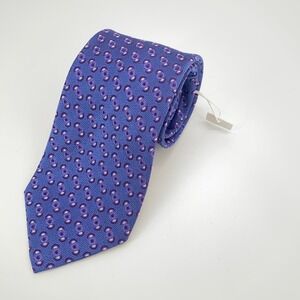 Eton Tie Men One Size Purple White Patterned Silk Classic Fit Necktie Italy Made